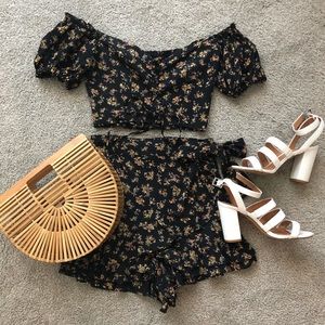 Planet blue crop and skirt set